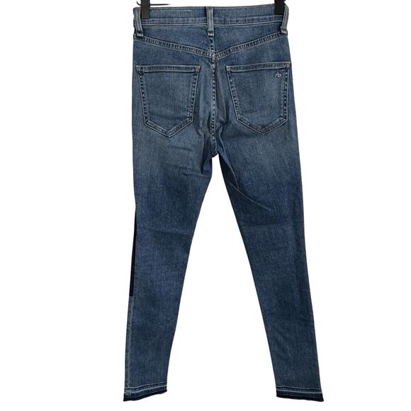 Rag & Bone Olana High Rise Skinny Ankle Jeans Size 25 Colorblock Knee Patchwork - Picture 7 of 15